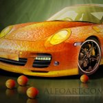 Orange Porsche. Fruit Skin